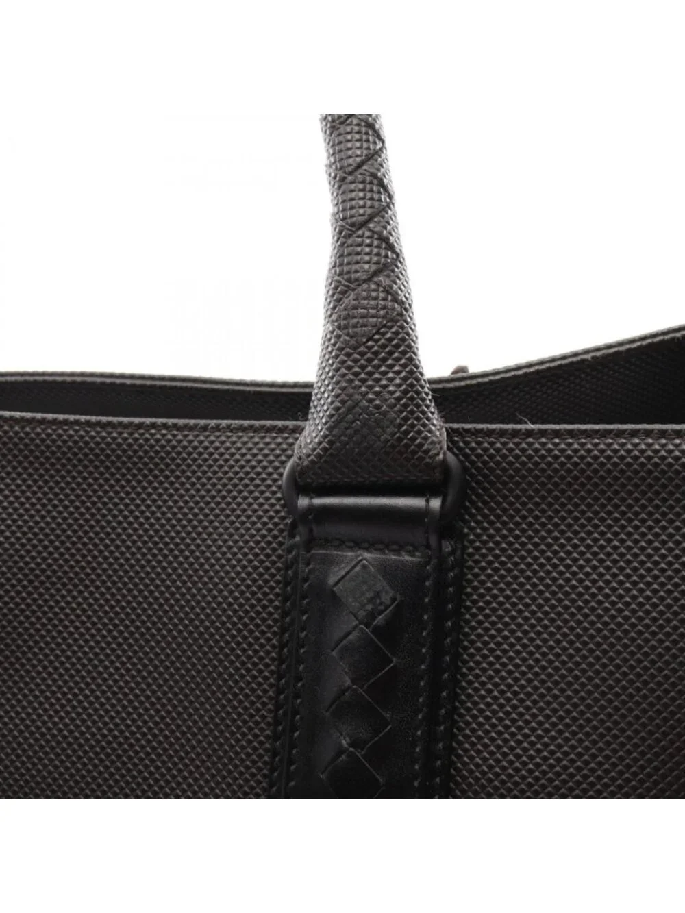 Bottega Veneta Tote Marco Polo Intreccio Jet Dark Brown Canvas Leather